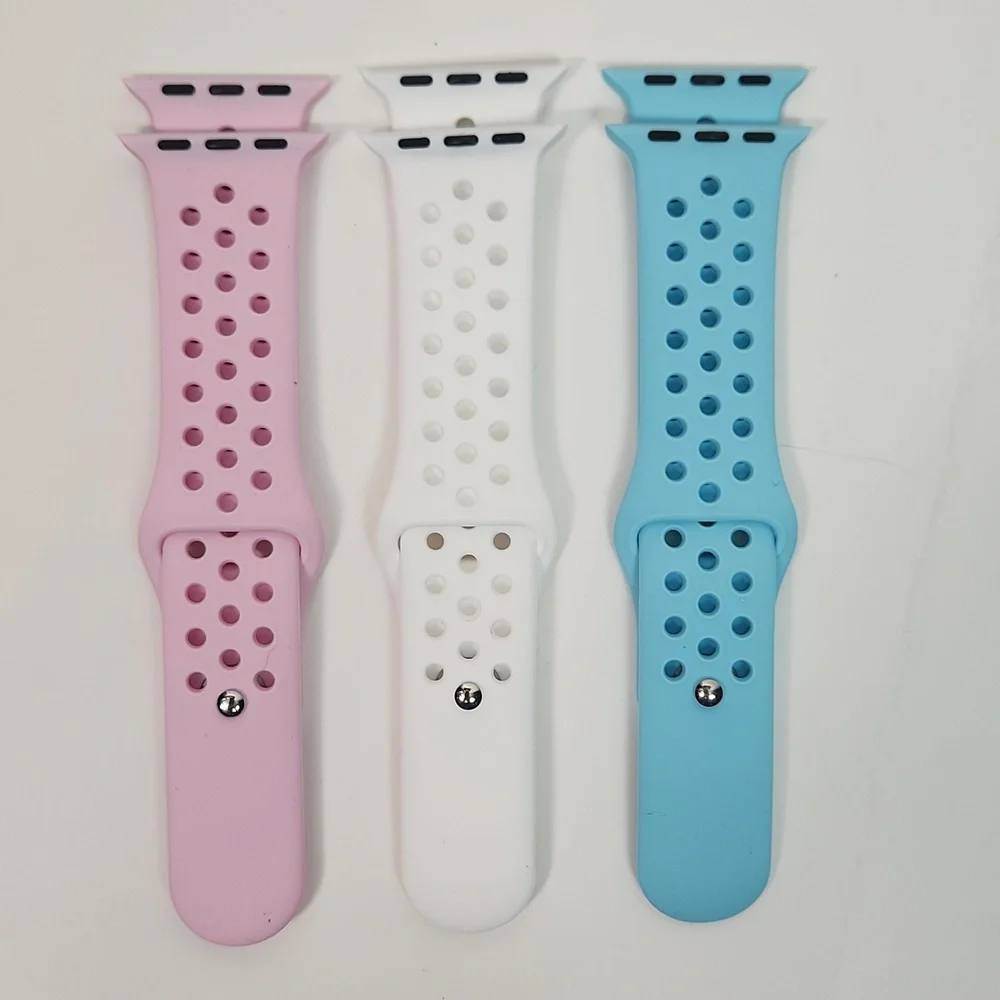COPY - 22 mm lug Apple Watch Compatible 3 band latex snap band set for MEN, NWT